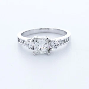 1.6CT Lab-Created Diamond E/VVS1 Princess 14K White Gold Classic Engagement Ring - Picture 1 of 5