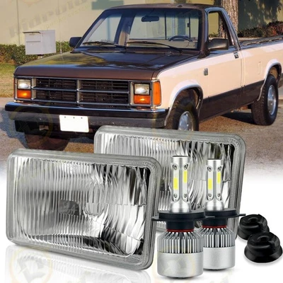 Par de faros LED de vidrio de 4x6" para camioneta Dodge Dakota 1987-1995 haz sellado alto-bajo Foto 1 de 4