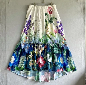 Anthropologie Kleid Rock M P Blumen Trägerlos Maxi Stufen High Low Mehrfarbig - Bild 1 von 9