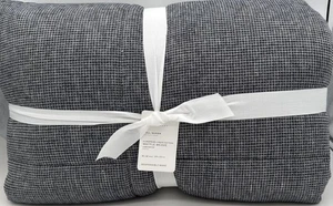 Pottery Barn European Belgian Flax Linen Waffle QUEEN Comforter Midnight Blue - Picture 1 of 2