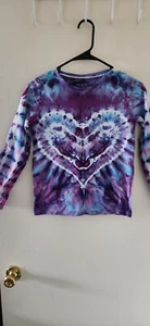 Handmade Tie Dye Kid's Heart T-Shirt Purple/Blue Youth Size XL Extra Large - Picture 1 of 3