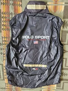 Vintage Polo Sport Ralph Lauren RLX Cycling Reflective Vest Small S 90s Navy Red - Picture 1 of 13