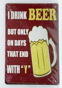 Vintage Metall Blech Humor Retro Wandbehang Schild Bar Mann Höhle Bier Dekor 12” x 8” - Bild 1 von 4