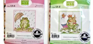 Pinn Cross Stitch Craft Kits 2 Set of Two Pair Frogs Toads Mini New Sealed - Picture 1 of 9