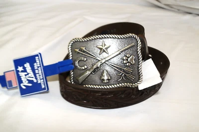 New Tony Lama Brown Leather Western Kids Belt Size 24 - Image 1 of 4