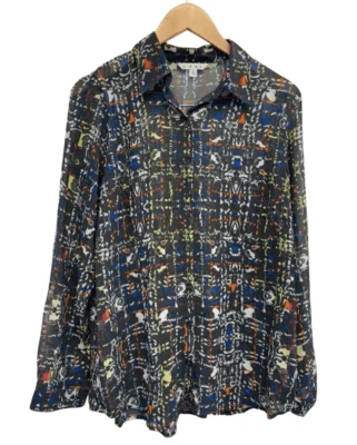CAbi Festival Geometric Blouse Size Large Button Down Long Sleeve Shirt Foto 1 de 4