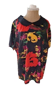 Anthology Womens Blouse Top Floral Print Short Sleeve Collared Ladies Size UK 22 - Picture 1 of 5