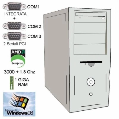 Computer PC Fisso Desktop con Windows 98 x vecchi giochi GAMING Nvidia FX 18826 - Immagine 1 di 2