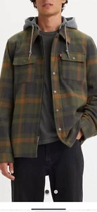 Levi's COTTON PLAID SHERPA LINED FLEECE HOODIE Jacket.. - Picture 1 of 6