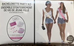 16 Pc Bachelorette Party 4 people Kit glasses sashes visors pouches white pink - Picture 1 of 2