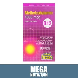 Natural Factors Vitamin Methyl B12 1000mcg 90 Tabletten Energie Antioxidant - Bild 1 von 3