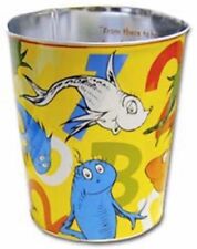 DR SEUSS  ONE FISH TWO FISH METAL TRASH CAN VANDOR NEVER USED OLD STORE STOCK