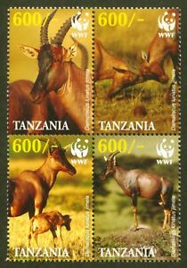Tanzania Sc# 2437, WWF - Topi Antelope Block of 4 Stamps, VF MNH, SCV: $7.00