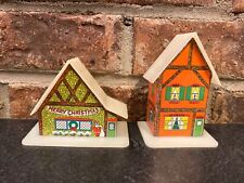 2 Vintage Alpine Putz Plastic Christmas Houses/Light Covers- See Pics!