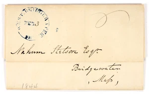 West Bridgewater, MA. blue CDS on 1844 Folded Letter with manuscript date. - Picture 1 of 4