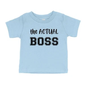 The Actual Boss Toddler Kid Tee Youth T-Shirt Gift Funny Quote Novelty Sarcastic - Picture 1 of 14