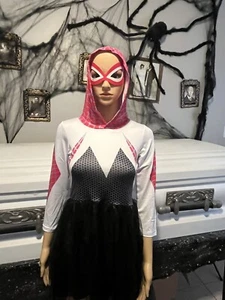 Halloween Gwen Ghost Spider Costume TuTu Cosplay Hooded Dress Up Set Girls.NIP - Picture 1 of 15