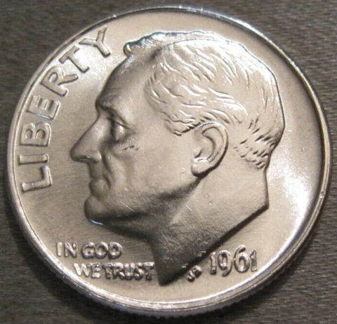 SELLING AS SHOWN - 1961 P UNCIRCULATED ROOSEVELT DIME *** 90% SILVER *** 504 Cover