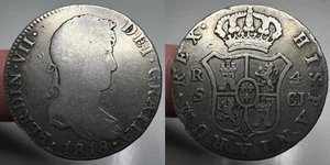 1818 CJ Spain 4 Reales Silver Coin Ferdinand VII - Picture 1 of 7