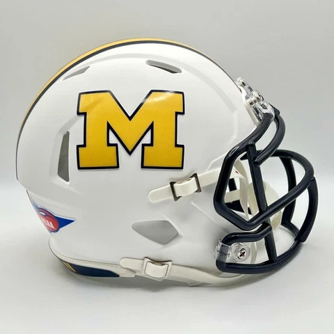 Michigan Wolverines CUSTOM Concept Matte White Block M Mini Football Helmet Cover