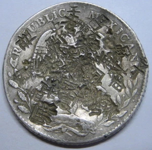 1880 GA GUADALAJARA 8 REALES MEXICO ENSAYADOR JA RESELLOS ORIENTALES PLATA - Imagen 1 de 6