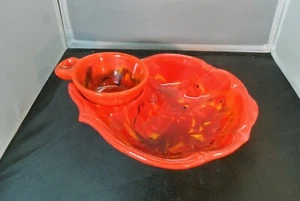 California Pottery Chip and Dip Serving Bowl Lava Glazed - Picture 1 of 3