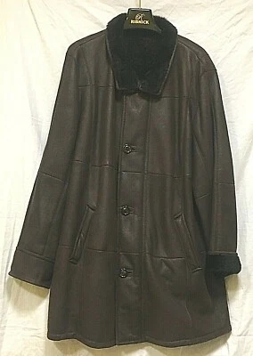 JAQUETA MASCULINA DE COURO MARROM SHEARLING PELE DE CORDEIRO ERNER CHRIST ALEMANHA TAMANHO 62 - Imagem 1 de 4