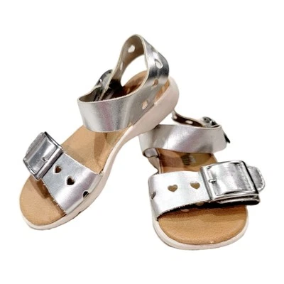 Smartfit Toddler 6.5 Silver Leather Hook And Loop Adjustable Sandals Rubber Sole - Image 1 of 4