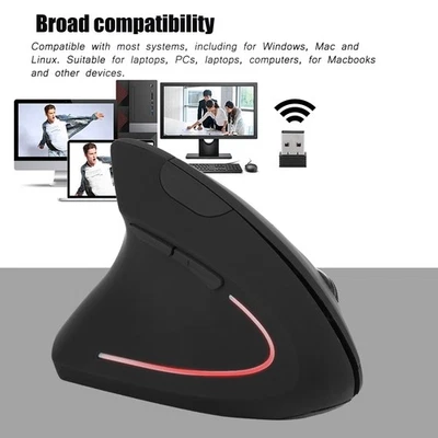 Left Handed 2.4GHz Wireless USB Ergonomic Vertical Optical Mouse For PC - Image 1 of 4