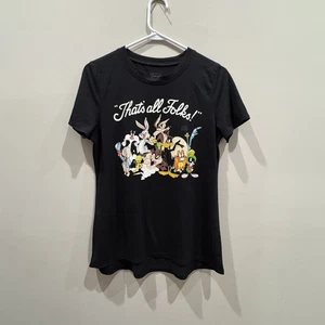 Looney Tunes Mens Black “Thats All Folks” medium men’s graphic  T-Shirt New! - Picture 1 of 4