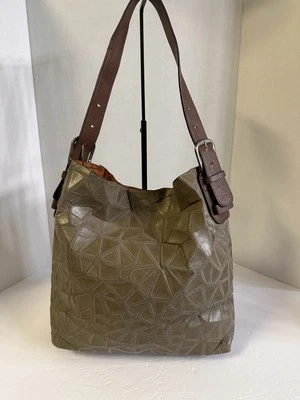 Joy Susan Shoulder Hand Bag Purse Vegan Leather Hobo Green Geometric EUC - Image 1 of 4
