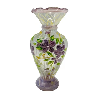 Tracy Porter Glass Hand Painted 6" Purple Flower Bud Vase - Picture 1 of 11