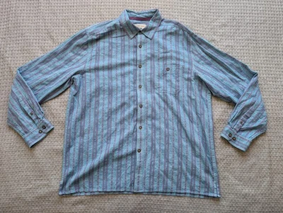 Рубашка мужская Territory Ahead размер XL синяя фиолетовая в полоску льняная с длинным рукавом на пуговицах спереди - Изображение 1 из 4