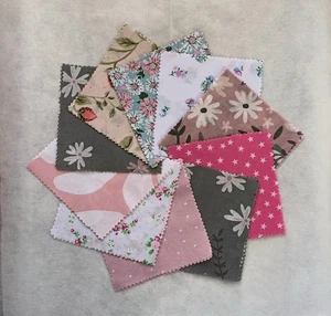 40pcs Charm Pack Pink and Grey 5inch Cotton Squares for Quilting / Patchworking - Picture 1 of 4