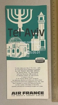 OPS 1960 Air France folleto promocional con mapa Tel Aviv-Jaffa Foto 1 de 4