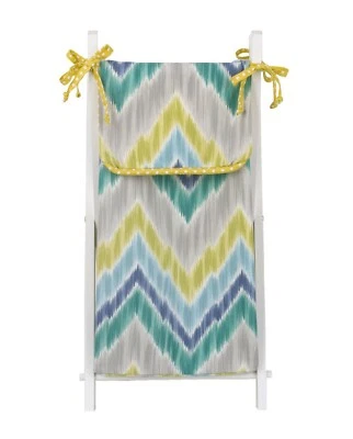 Bolso Cesta con Marco Bebé Niño Zig Zag Chevron Rayas Azul Turquesa Verde Gris Foto 1 de 3