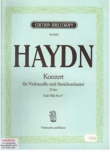 HAYDN, Konzert for VIOLONCELLO & PIANO D-dur, Hob VIIb Nr.4, New Music Book. - Picture 1 of 1