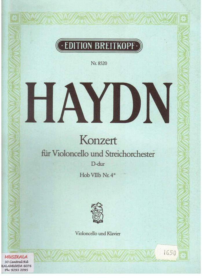 STRING BK.HAYDN, Konzert  for VIOLONCELLO & PIANO D-dur, Hob VIIb Nr.4,FREE POST - Image 1 of 1
