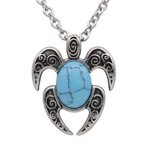 Lucky Turtle Necklace with Nature Turquoise Gemstone Pendant Jewelry By Controse