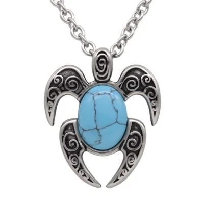 Lucky Turtle Necklace with Nature Turquoise Gemstone Pendant Jewelry By Controse - Image 1 of 4