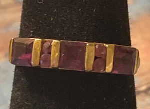 Nachlass Baguette Amethyst lila Prinzessin 10k Gelbgold Ringgröße 7 Geburtsstein - Bild 1 von 6