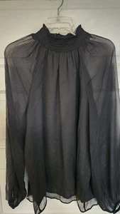 Blusa Joie Mangas Largas Smock Top Grande Color Caviar 100% Poliéster  - Imagen 1 de 10