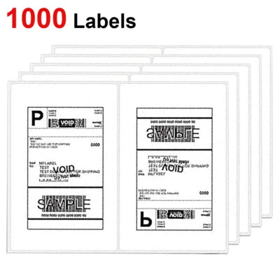 1000 Shipping Labels 8.5"x5.5" Rounded Corner Self Adhesive 2 Per Sheet Blank US - Image 1 of 4