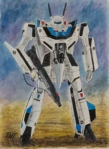 Macross: ¿Recuerdas el amor? VF-1S Battroid Valkyrie ilustración original - Imagen 1 de 2