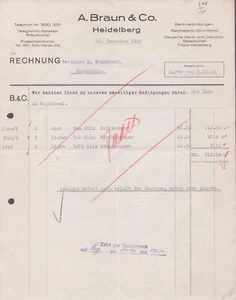 Rechnung A Braun u Co Perlzucker Heidelberg 1930 - Bild 1 von 2