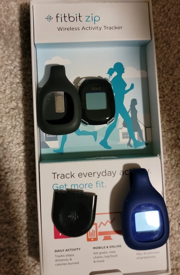 Lote de 2 rastreadores de actividad inalámbricos con cremallera Fitbit FB301B negro/azul Foto 1 de 1