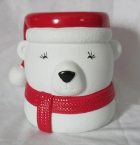 Bath & Body Works Foaming SOAP Holder Ceramic red white SANTA POLAR BEAR - Picture 1 of 6