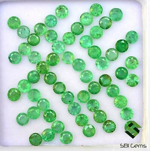 Lotto 7,13 CTS Smeraldo Naturale Taglio Rotondo 3 mm 65 pezzi pietre preziose sciolte calibrate - Foto 1 di 5