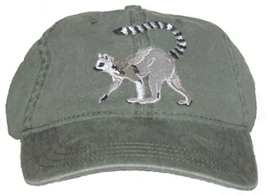 Ringtail Lemur Embroidered Cotton Cap NEW - Picture 1 of 1