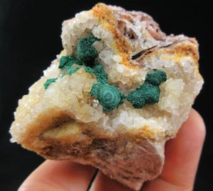 Espécimen mineral de cristal de malaquita y cuarzo 84 g, Congo - Imagen 1 de 6